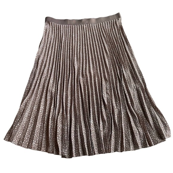 Vince Camuto Pleated Midi Skirt Tan Brown Cafe White Small XXL Floral Workwear - Picture 4 of 10
